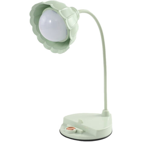 Lampe de table LED en forme de fleur, tactile et pliable, avec USB pour chambre et dortoir, verte (1/5)