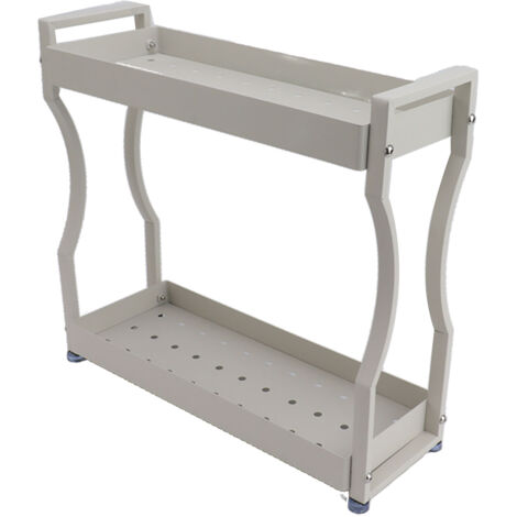 Étagère de comptoir inox 2 niveaux avec poignées - Organisateur de bar à café blanc 50 cm (1/5)