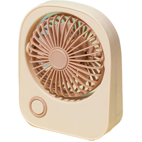 Ventilateur de Bureau Mini Portable - Ventilation 115° - Ventilateur Mignon pour Étudiants - Couleur Beige (1/5)