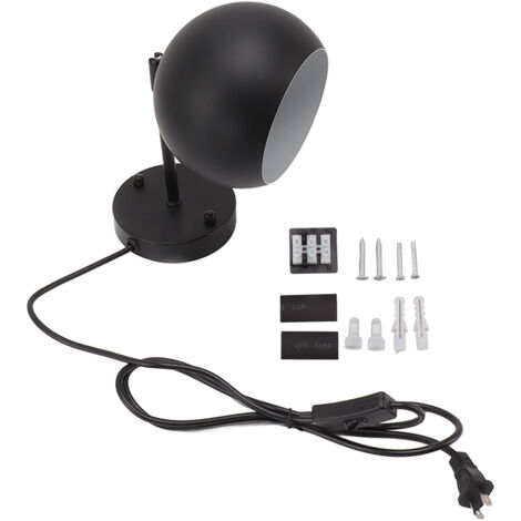 Applique Murale Vintage Réglable avec Interrupteur, Base Lumineuse E27 E26 pour LED, Noir, Prise US 85‑265V (1/5)