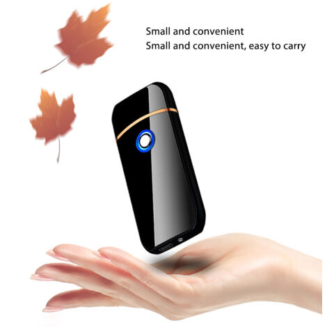 Briquet électrique rechargeable USB sans flamme noir, allume-cigare double face résistant au vent pour extérieur (1/5)