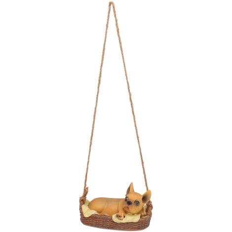 Statue de Chien en Résine pour Jardin, Décoration Suspendue Extérieure, Cadeau Animalier Bulldog Marron Jaunâtre (1/5)