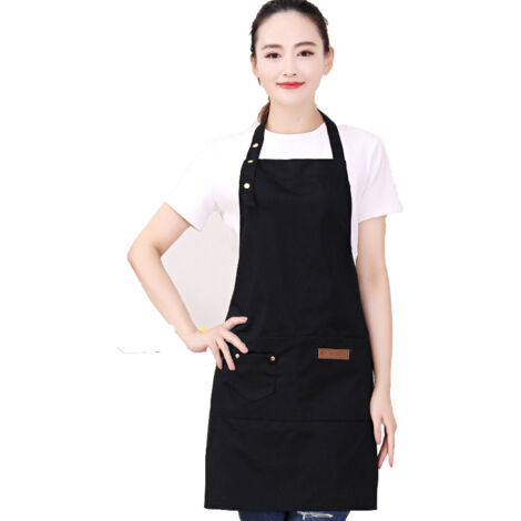 Tablier de Cuisine Imperméable en Toile avec Poche Réglable, Portable pour Jardin et Travaux Culinaires Noir (1/5)