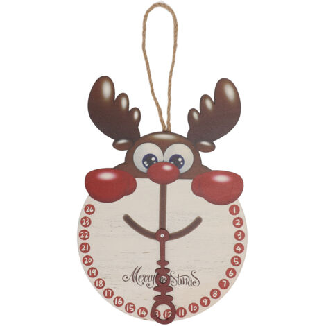 Compte à rebours de Noël en bois, pendentif élan horloge, décoration murale pour salon chambre (1/5)