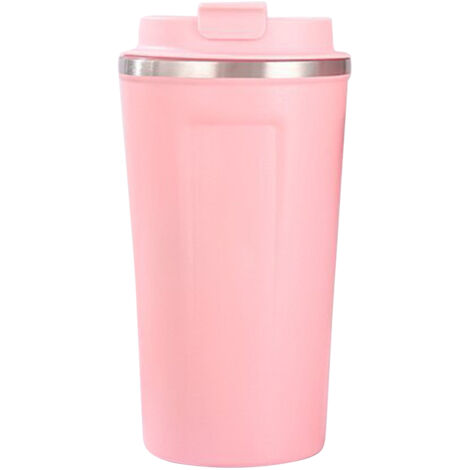 Tasse Isotherme en Acier Inoxydable 304, Grande Capacité 510ml, Couvercle Sécurisé, Portable pour Bureau, Rose (1/5)