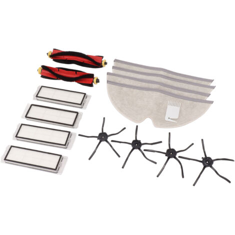 Kit de rechange pour robot aspirateur : Brosse latérale pentagonale noire, brosse rouleau, filtre et chiffon blanc pour Mi Mijia Roborock (1/5)