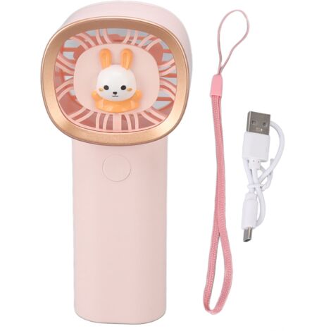 Ventilateur de Poche 3 Vitesses Réglable USB Rechargeable Mini Mignon pour Maquillage Voyage Sortie Rose (1/5)