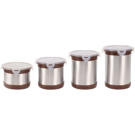 4 Pièces Récipient de Stockage en Acier Inoxydable pour Café, Lait en Poudre, Thé et Noix, Boîte Hermétique (1/5)