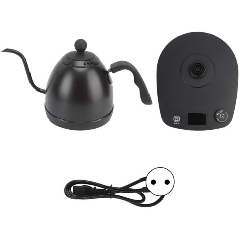 Bouilloire Électrique Col de Cygne 600ml Noir Contrôle Intelligent Acier Inoxydable Ergonomique pour Maison Bureau 220V (1/5)