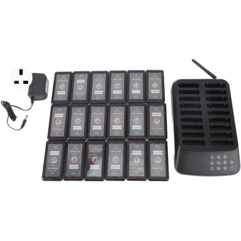 Système d'appel sans fil pour restaurant - Pagers en noir mat avec écran tactile - Alimentation 100‑240V prise UK (1/5)