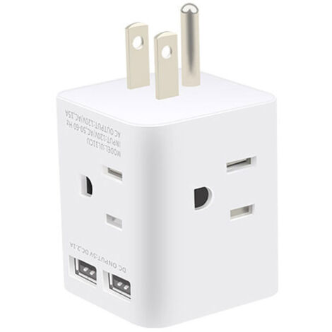 Prises Multiples Murale avec 4 Prises AC 15A et 2 Ports USB, Fiche Américaine (1/5)