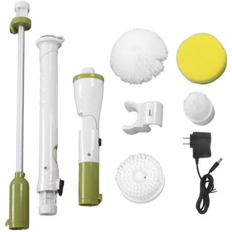 Nettoyeur Électrique Sans Fil à Manche Long, Brosse de Nettoyage pour Salle de Bain et Sol, 100‑240V Vert Prise US (1/5)