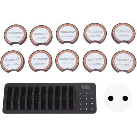 Système de Pagers pour Clients 10 Appareils 100‑240V Imperméable pour Clinique Hôtel Café Restaurant Prise UE (1/5)