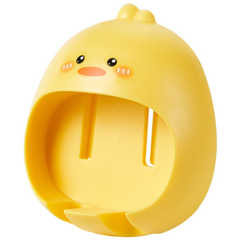 Porte-brosse à dents mural mignon en forme de canard, support multifonctionnel pour salle de bain sans perçage, design cartoon animal. (1/5)