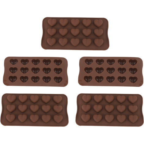 Moule en Silicone 15 Cavités en Forme de Cœur pour Chocolat, Bonbons et Glaçons - 5 Pièces - Antiadhésif et Lavable au Lave-vaisselle (1/5)