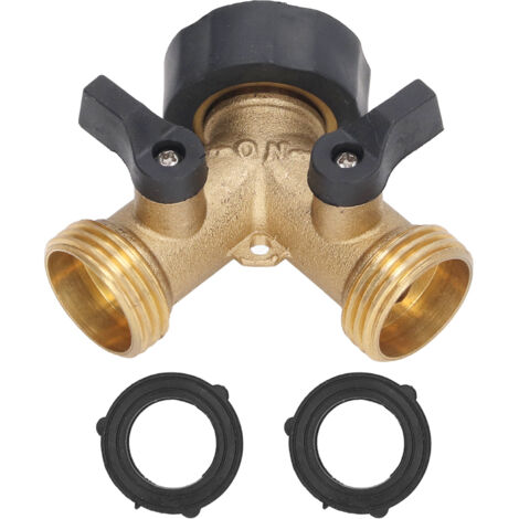 Robinet à Bille 2 Voies Durable Laiton Plastique 3/4 Pouce Filetage pour Arrosage Jardin Irrigation (1/5)