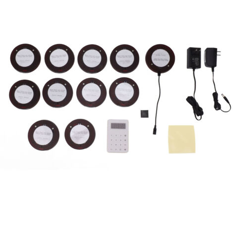 10 pièces Pagers Ronds pour Restaurant, Système d'Appel sans Fil avec Vibration, Bip et LED Clignotante, Alimentation 100‑240V, Prise US pour Bar Café (1/5)
