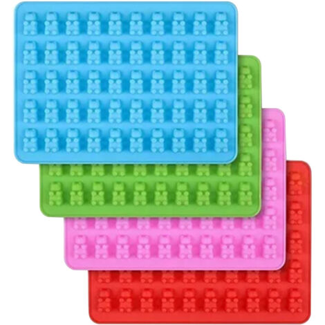 4 Moules en Silicone Oursons Gélifiés Géants 200 Cavités avec Pipettes pour Chocolat, Bonbons et Pâtisserie DIY (1/5)