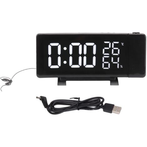 Réveil Projection Numérique avec Radio FM, Affichage LED 3 Couleurs, Luminosité Réglable et USB (1/5)