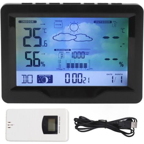 Horloge Météo avec Affichage Température Humidité - Réveil Prévisions Météo pour Maison (1/5)