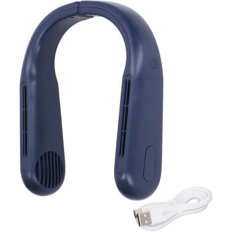 Ventilateur de cou portable mini avec 3 vitesses, refroidissement rapide USB pour sport voyage extérieur bleu (1/5)