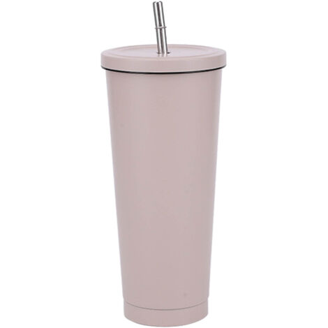 Tasse isotherme 750ml en acier inoxydable avec couvercle et paille, idéale pour café, voyage, maison, camping, bureau, couleur kaki (1/5)