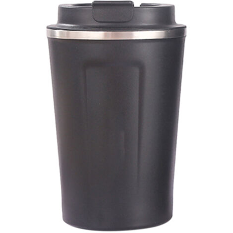 Tasse Isotherme 380ml Noir - Liner Acier Inoxydable 304, Fermeture Sécurisée, Grande Capacité pour Café au Bureau (1/5)