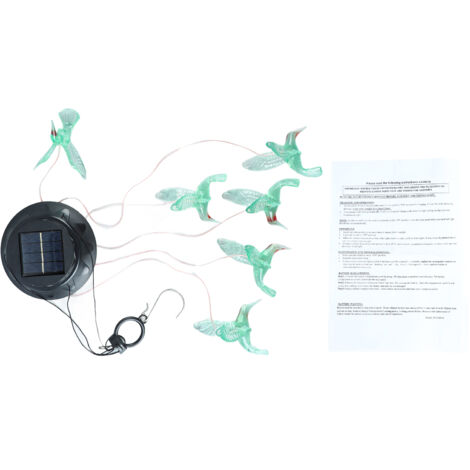Carillon à Vent Solaire Colibri - Cloches Jardin Colorées ABS pour Terrasse, Cour et Chambre (1/5)