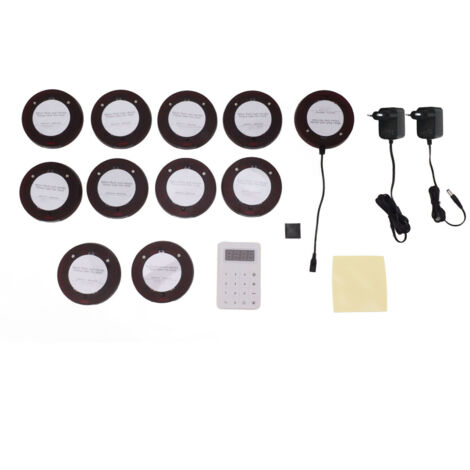 10 pièces Pagers Ronds pour Restaurant, Système d'Appel sans Fil avec Vibration, Bip et LED Clignotante, Alimentation 100‑240V, Prise UE pour Bar Café (1/5)