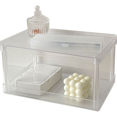 Étagère de Bureau Multifonctionnelle Transparente - Organisateur à Double Niveau pour Cosmétiques et Fournitures de Bureau Style Minimaliste (1/5)