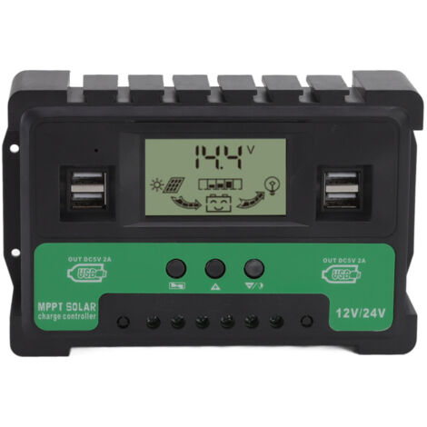 Régulateur Solaire 12V/24V 40A avec Affichage LCD et Double Port USB (1/5)