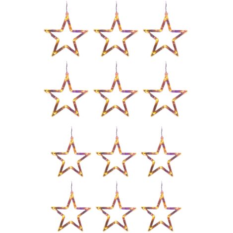 12 Pièces Guirlande Lumineuse LED Pentagramme, Lumière Chaude IP44 Étanche pour Fenêtre Déco, Câble US 110V (1/5)