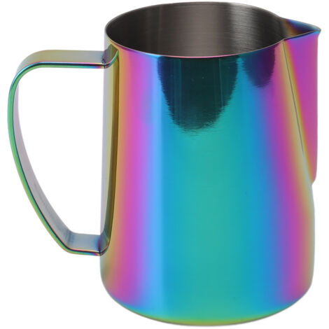 Pitcher à lait inoxydable 304 pour mousse à café, revêtement antiadhésif intérieur et extérieur, capacité 350 ml, ustensile barista professionnel. (1/5)