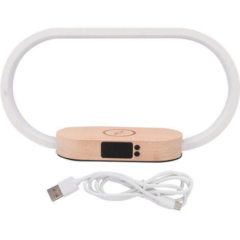 Lampe de chevet tactile avec chargeur sans fil, réglable et fonction horloge, idéale pour lecture et étude, 270LM 10W. (1/5)