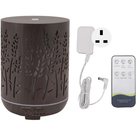 Humidificateur d'air 300ml avec veilleuse et diffuseur d'huiles essentielles - Design bois pour chambre, salon et bureau - 100‑240V prise UK (1/5)