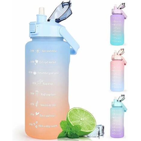 Gourde Sport 2.2L Grande Capacité Anti-Fuite PP Portable pour Extérieur Maison Bleu Orange (1/5)