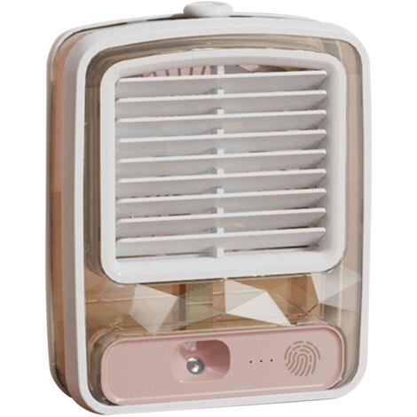 Ventilateur de bureau refroidi à l'eau USB, 3 vitesses, pales 3D, climatiseur d'appoint blanc pour bureau ou table de nuit (1/5)