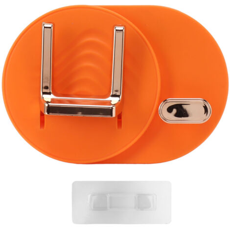 Support Murale pour Sèche-Cheveux, Gain de Place, Sans Perçage, Rangement Câble, Porte-Sèche-Cheveux pour Salle de Bain Orange (1/5)