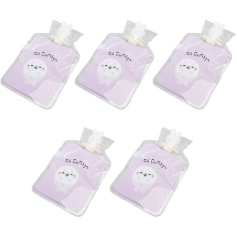 5 Pièces Sac de Bouillotte Étanche Anti-Explosion PVC Épais, Bouillotte à Large Ouverture Violette (1/5)