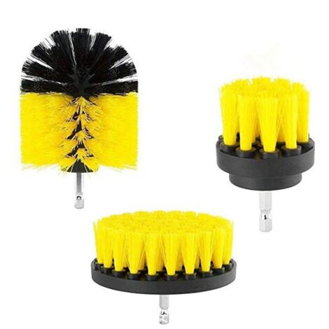 3 Pièces Kit de Brosses pour Nettoyage Électrique - Brosses de Récurage pour Sol, Carrelage, Vitre et Toilettes - Polissage et Lavage - Couleur Jaune (1/5)