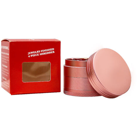 Broyeur à Herbes 50mm 4 Étages en Alliage de Zinc - Moulin à Épices Efficace avec Poignée Ferme - Rose (1/5)