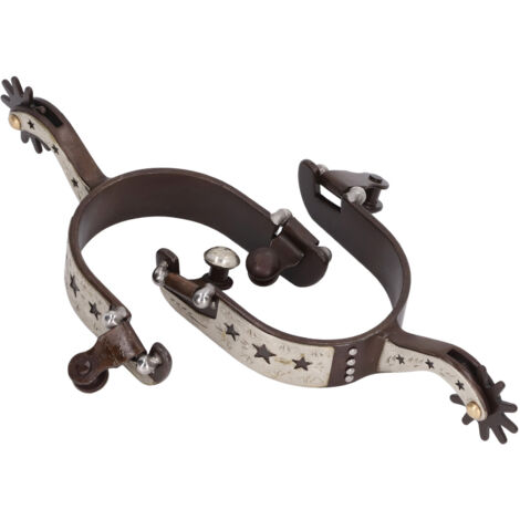1 Paire d'Éperons de Cheval Vintage en Laiton Brun avec Motif Étoile en Acier Inoxydable (1/5)