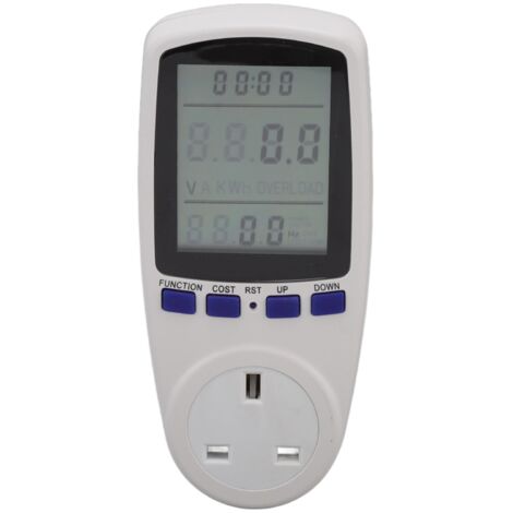 Compteur d'Électricité Numérique avec Prise UK, Affichage LCD, Protection Surcharge et Voyant LED - 230V (1/5)