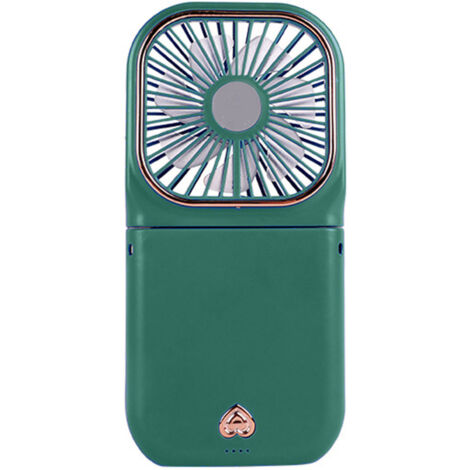 Ventilateur de cou pliable rechargeable USB, 3 vitesses, mini ventilateur portable pour randonnées et pique-niques, vert. (1/5)