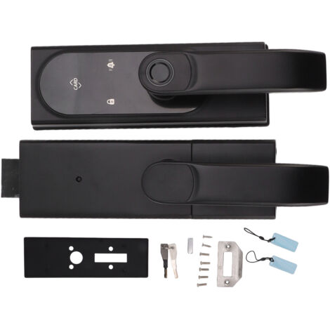 Serrure électronique à empreinte digitale avec clés, alliage d'aluminium, Bluetooth et code pour portes de 8‑12mm, noir (1/5)