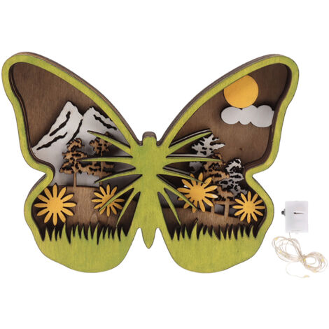 Décoration Papillon en Bois Lumineux - Idée Cadeau pour Maison, Bureau, Anniversaire, Noël ou Pâces (1/5)