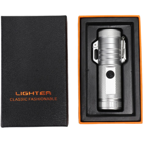 Briquet électrique rechargeable 220mAh étanche et anti-vent, double arc, idéal pour le camping, couleur argent (1/5)
