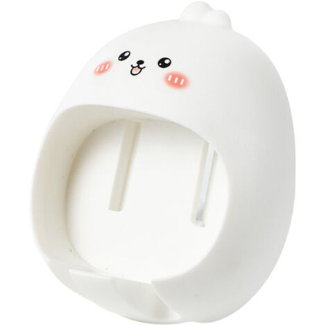 Porte-brosse à dents mural mignon en forme de lapin blanc, support multifonction pour salle de bain sans perçage (1/5)