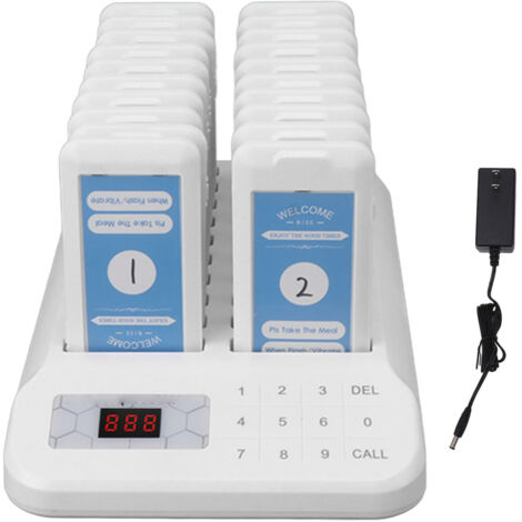 20 PCS Pagers pour Restaurants, Système d'Appel Clients sans Fil, Alerte Vibreur pour File d'Attente et Distanciation Sociale, 100-240V Prise US (1/5)