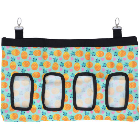 Mangeoire à foin pour lapins et cochons d'Inde - Sac alimentaire suspendu pour petits animaux avec 4 ouvertures, design ananas (1/5)